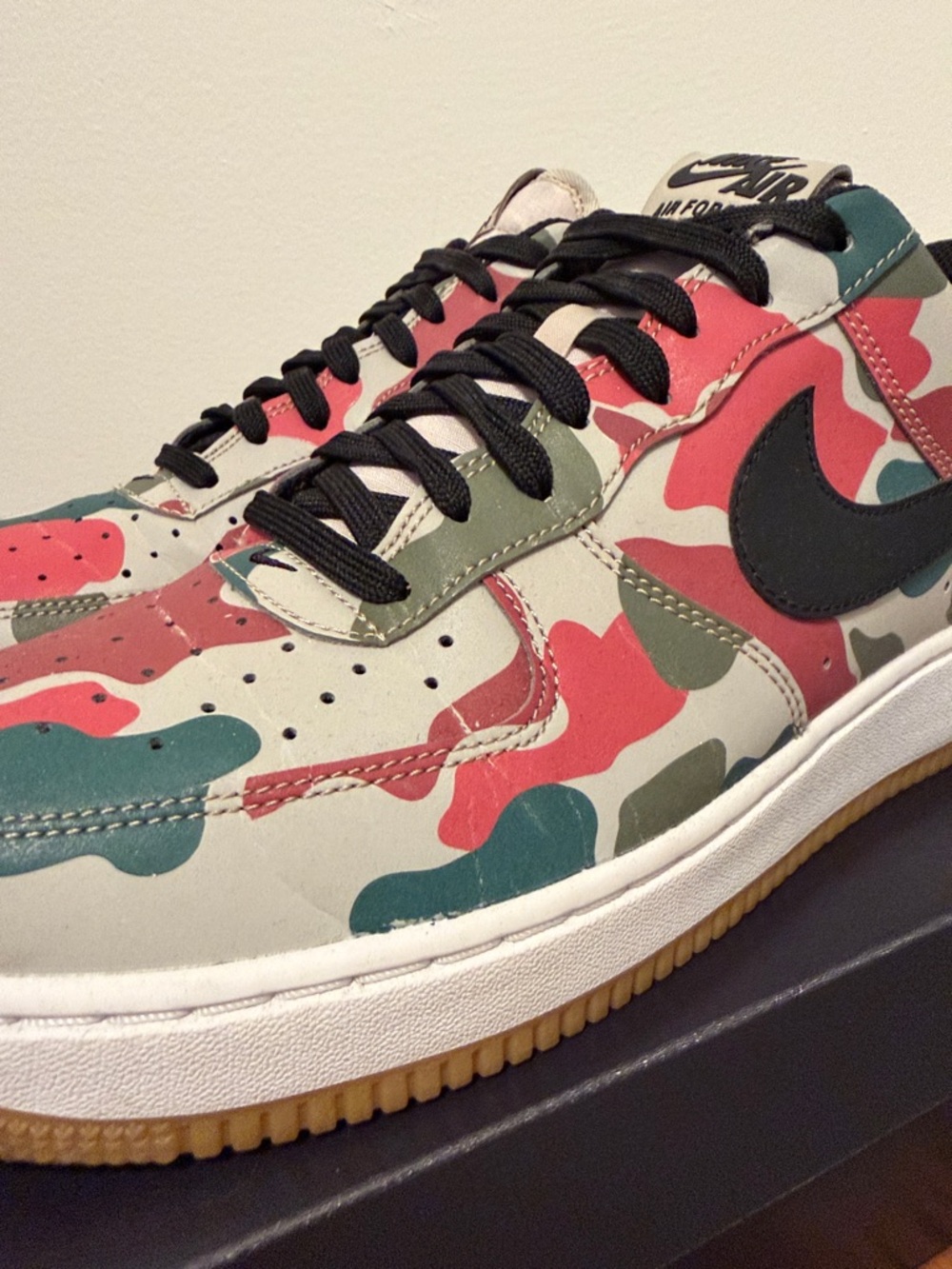 Nike Air Force 1 Low Camo Sneakers - Green, Pink, Tan, Black - Picture 9 of 13